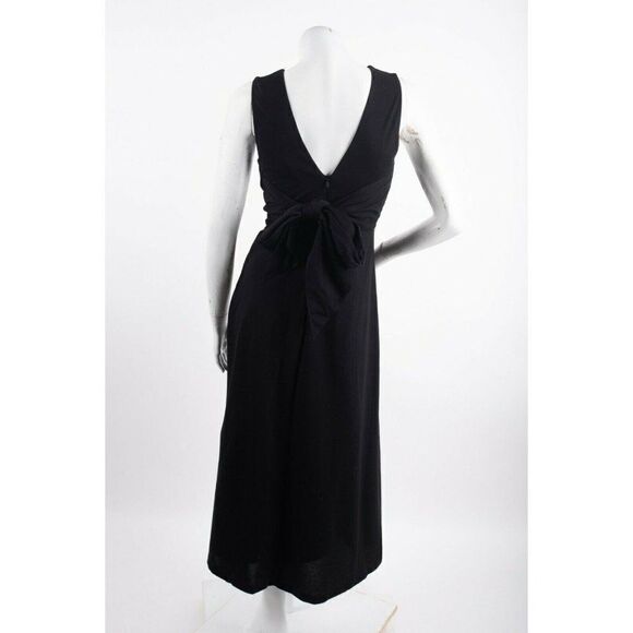 Massimo Dutti Womens Midi Flared Dress XS Black Sleeveless V-Neck 6634/583 NWT - Picture 4 of 6